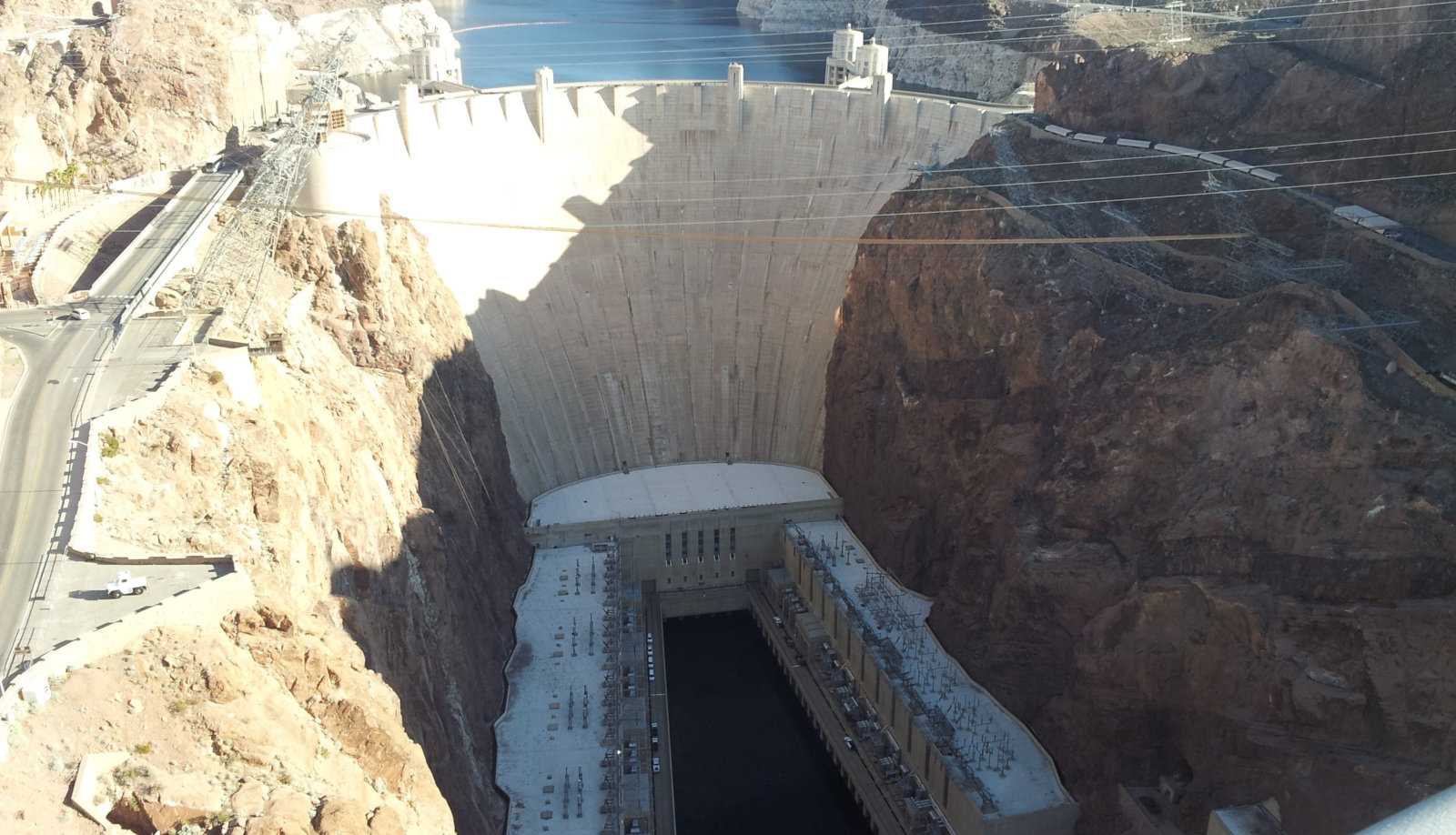 The real-life Hoover Dam, which you can explore up close while playing Fallout New Vegas.